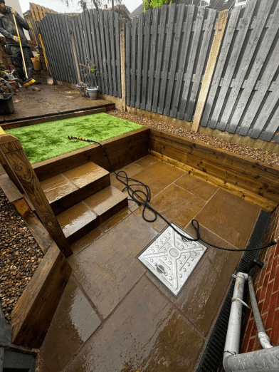 Garden steps and paving